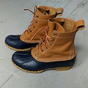 L.L. Bean Tan and Navy Lace Up Boots